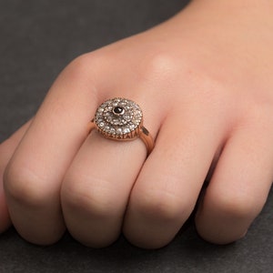 Gray Diamond Gold Ring - Black Diamond Ring in 14K Rose Gold - Black Diamond Engagement Ring - Wedding Diamond Ring