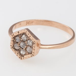 Rhombus Raw Diamond Engagement Ring in 14K Solid Gold Geometric Ring Stacking Ring Small Diamond Ring image 1