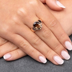 Small Oval Smoky Topaz Ring
