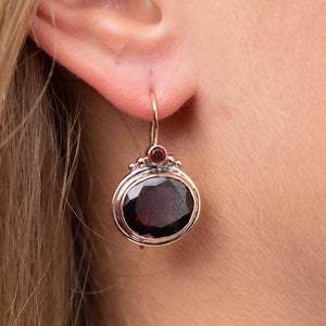 Gemstone Garnet Statement Earrings
