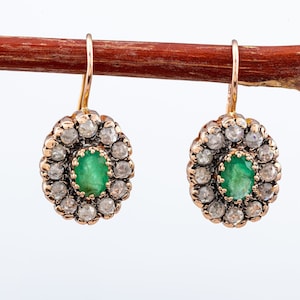 Art Deco Oval Emerald Earrings image 1