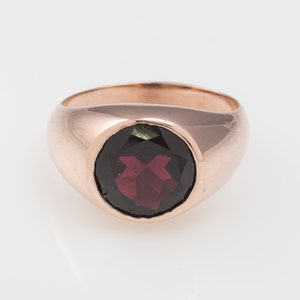 14K Round Statement Garnet Ring Gemstone Rings 14K Rose Gold Gemstone Ring Classic Ring Birthday Gift Gold Ring with Garnet zdjęcie 2