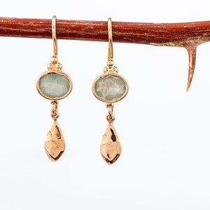 Round Filigree Aquamarine Gold Earrings image 2