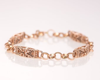 Rose Gold Waves Bracelet - Links Gold Bracelet in 14K Rose Gold - Gold Chain Bracelet