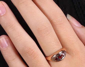 Oval Shape Garnet Ring - Garnet Rose Gold Ring - Gemstone Jewelry - Small Garnet Ring - Rose Gold Ring with Garnet - Gemstone Garnet Ring