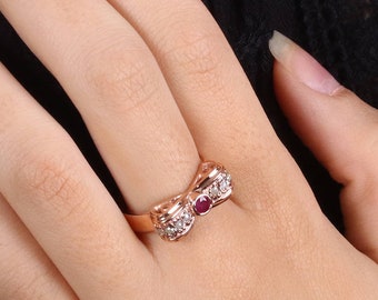 Small Bow Tie Ruby Ring