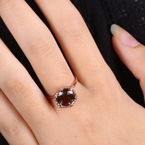 Raw Smoky Topaz Ring - Royal Rose Gold Gemstone Ring - Vintage Inspired Rose Gold Ring with Smoky Topaz - Birthstone Ring for Her