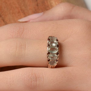 Anillo de aguamarina - Anillo Art Déco - Anillo de oro rosa - Anillo de aguamarina azul - Anillo de oro vintage - Anillo de piedra de nacimiento de marzo - Regalo de aniversario