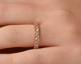 Moonstone Half Eternity Ring - Engagement Ring Moonstone - Half Eternity Ring - Moonstone Jewelry - Wedding Band - Anniversary Ring