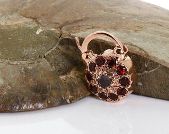 Bloem edelsteen hangslot - unieke bloemen hangslot - Rose Gold hangslot - labradoriet en granaten hangslot - edelsteen sieraden - vintage hangslot
