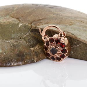 Flower Gemstone Padlock - Unique Floral Padlock - Rose Gold Padlock - Labradorite and Garnets Padlock - Gemstone Jewelry - Vintage Padlock