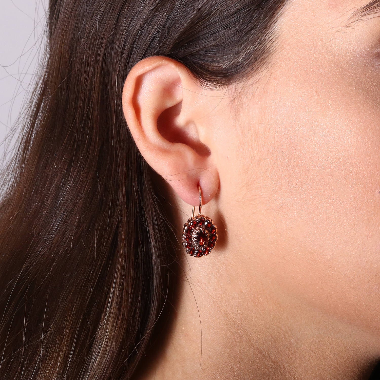 Antique garnet earrings deals