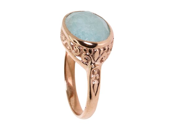 Aquamarine Ring Rose Gold March 