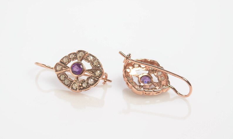Amethyst Drop Earrings Boho Earrings Dangle Earrings Gold Earrings for Women Anniversary Earrings Amethyst Jewelry Gold Dangle image 3
