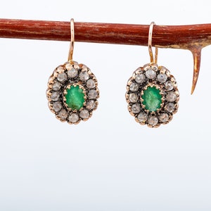 Art Deco Oval Emerald Earrings image 7