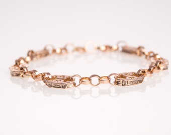 Rose Gold Chain Bracelet - Links Gold Bracelet in 14K Rose Gold - Chunky Gold Bracelet