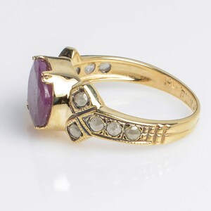 July Birthstone Ring Ruby Gold Ring 14 Karat Yellow Gold Ring Gemstone Jewelry Gold Ruby & Rose Cut Diamonds image 5