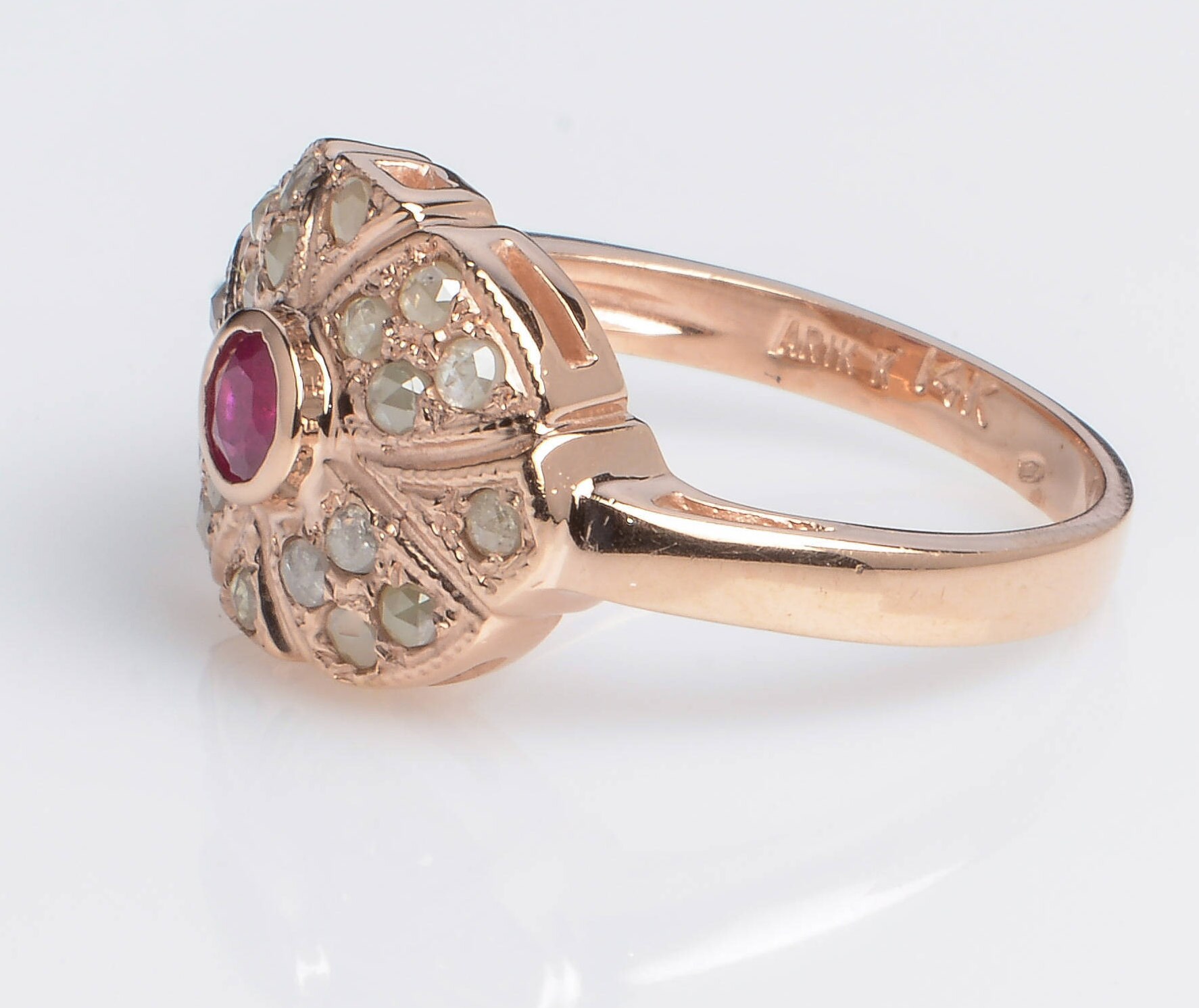 Ruby and Diamond Rose Gold Ring - Gemstone Ring - July Birthstone ...
