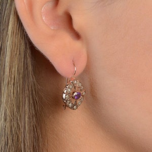 Amethyst Drop Earrings Boho Earrings Dangle Earrings Gold Earrings for Women Anniversary Earrings Amethyst Jewelry Gold Dangle image 4
