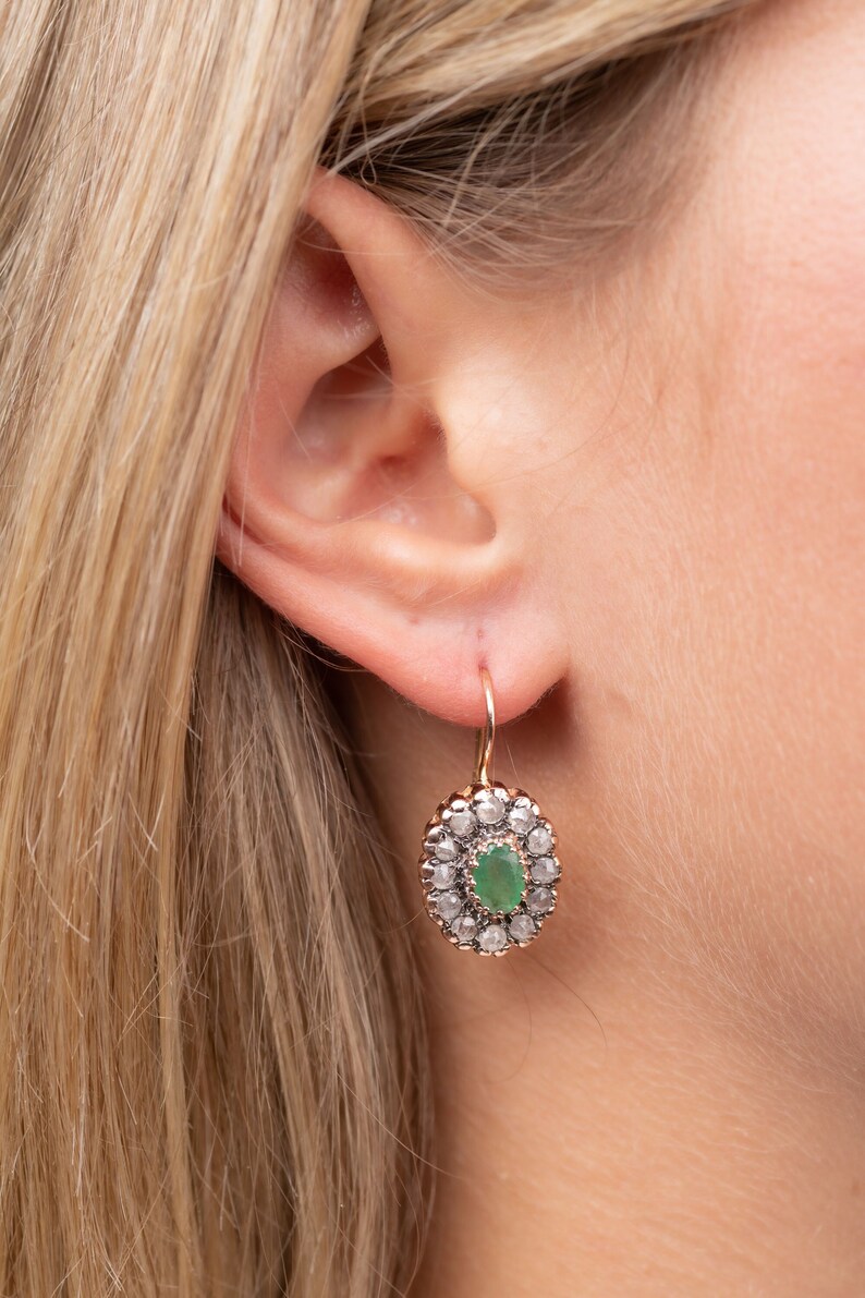 Art Deco Oval Emerald Earrings image 3