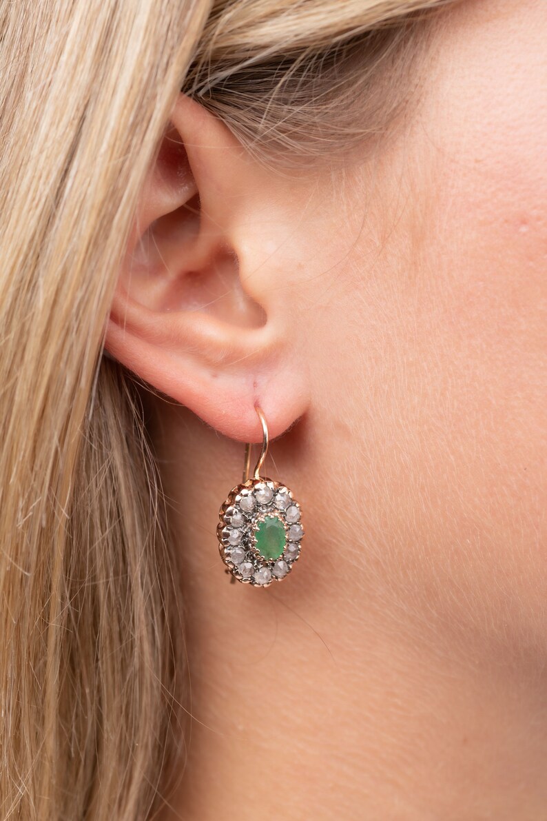 Art Deco Oval Emerald Earrings image 2