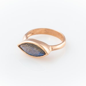 Marquise Eye Shaped Labradorite Gold Ring Unique Gemstone Ring Marquise Gemstone Ring Anniversary Gift for Wife Gemstone Jewelry image 9