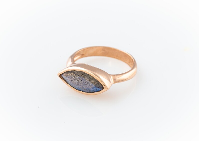 Marquise Eye Shaped Labradorite Gold Ring Unique Gemstone Ring Marquise Gemstone Ring Anniversary Gift for Wife Gemstone Jewelry image 9