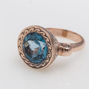 Blue Topaz 14K Solid Gold Ring Rose Gold Ring Gemstone Rings Statement Ring Gold Ring Women Gold Ring Ring with Blue Topaz image 3