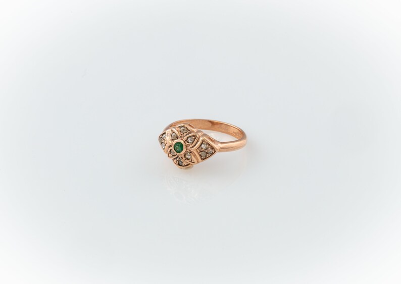 Posy Ring Rose Cut Diamonds Ring Minimalist Ring Vintage Ring Rose Gold Ring Ring with Diamonds Gift for her Birthday Gift image 6