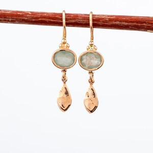 Round Filigree Aquamarine Gold Earrings image 6