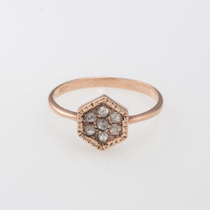 Rhombus Raw Diamond Engagement Ring in 14K Solid Gold Geometric Ring Stacking Ring Small Diamond Ring image 3