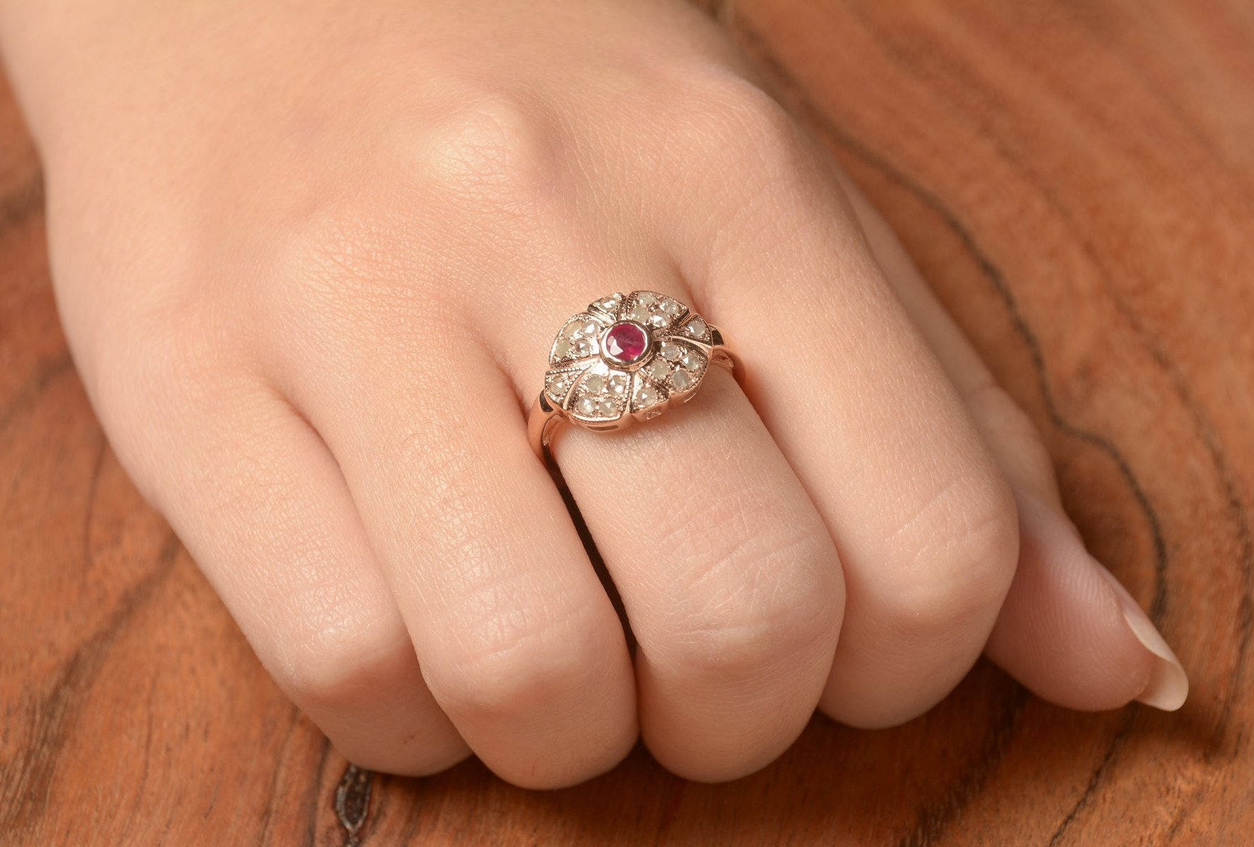 Ruby and Diamond Rose Gold Ring - Gemstone Ring - July Birthstone ...