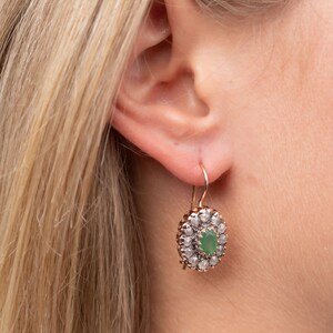 Art Deco Oval Emerald Earrings image 4