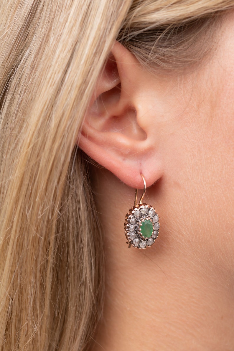 Art Deco Oval Emerald Earrings image 4