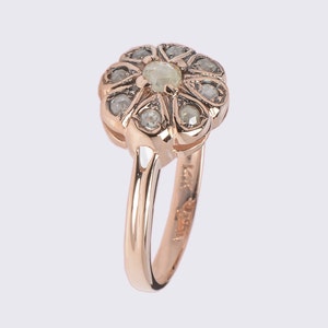 Flower Shaped Gold Ring Old Cut Diamond Ring Art Deco Ring Engagement Ring Antique Diamond 14K Rose Gold Ring Bridal Ring image 4