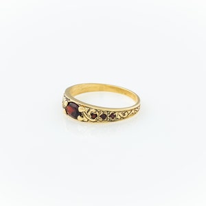 Garnet Band Yellow Gold Garnet Ring Vintage Yellow Ring Gold Garnet Band Gold Ring Ring with Garnets Gift for mom image 4