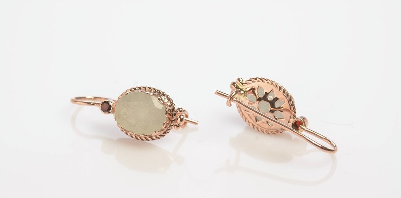 Gold Aquamarine Earrings 14K Rose Gold Earrings Wedding Earrings October Birthstone 14K Gold Earring Bridal Earrings image 3