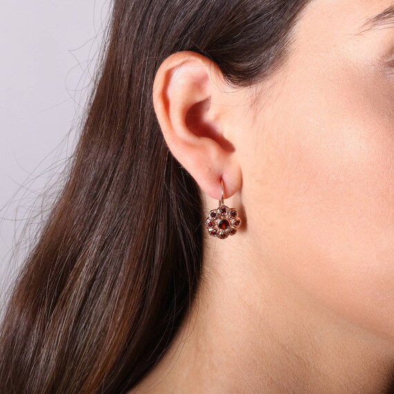 Garnet flower earrings best sale
