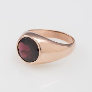 14K Round Statement Garnet Ring Gemstone Rings 14K Rose Gold Gemstone Ring Classic Ring Birthday Gift Gold Ring with Garnet zdjęcie 3