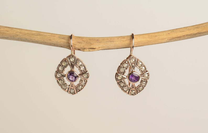 Amethyst Drop Earrings Boho Earrings Dangle Earrings Gold Earrings for Women Anniversary Earrings Amethyst Jewelry Gold Dangle image 5