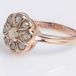 Flower Shaped Gold Ring Old Cut Diamond Ring Art Deco Ring Engagement Ring Antique Diamond 14K Rose Gold Ring Bridal Ring image 3