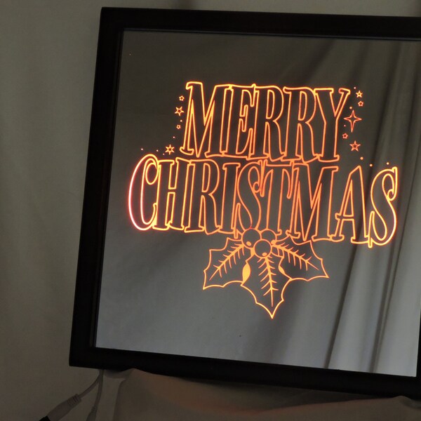 Merry Christmas #1 LED Remote Controlled Mirror