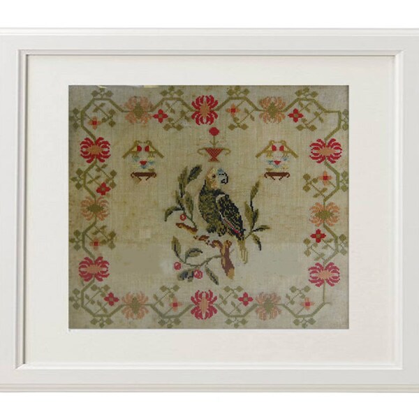 The Parrot - Victorian Cross-Stitch Pattern - Instant Download PDF chart