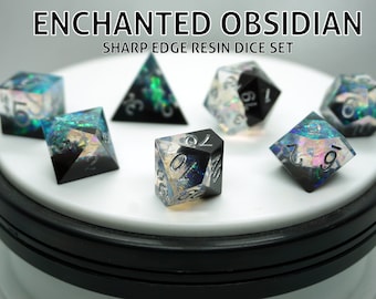 Enchanted Obsidian - Polyhedral Sharp Edge Resin Dice Set