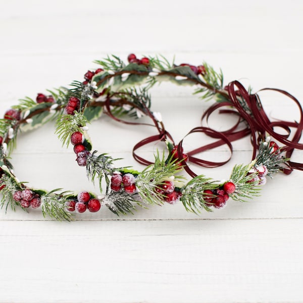 Winter hair wreath Winter floral crown Christmas Headband Winter green crown Winter wedding crown Christmas crown Winter haircrown