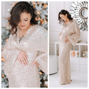 Sequin dress Maternity dress Shine dress New year dress Photoshoot dress Maternity gold dress Evening dress Photoshoot gown Pregnant dress