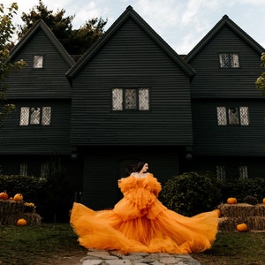 Handmade Orange Tulle Dress: Corset Lace-Up Back