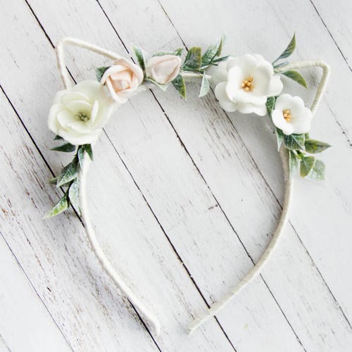 Cherry Blossom Cat Ear Hair Wig Set with Floral Ribbon main image 1