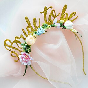 Gold Bride To Be Headband: Floral Bachelorette Party Headband