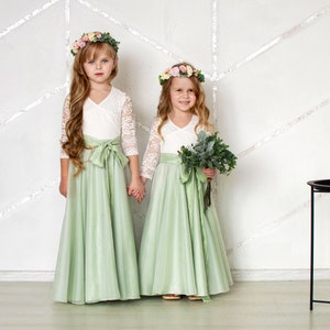 Sage green dress Sage dress Chiffon flower girl dress Sage Green flower girl dress Sage green gown Flower Girl Dress Full Length Sage